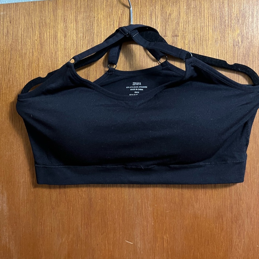Zenana cross back padded bra with adjustable straps & removable pads. 2X/3X.